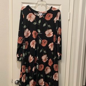 Black Peach Floral Long Sleeve Dress